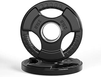 LIONSCOOL 2-Inch Rubber Coated Olympic Grip Plate in Pairs or Single for Strength Training, Weightlifting and Bodybuilding, Solid Cast Iron Weight Plates for Barbell, 2.5-45LBS, One Year Warranty