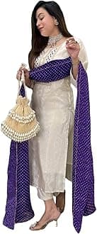 Women's Silk Blend Straight Embroidered Kurta with Pant & Dupatta