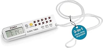 Combination Clock, Timer and Stopwatch with Large, Easy-to-Read Digital Display, White