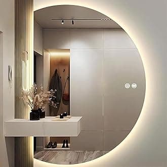 Smart Half Circle LED Backlit Mirror - Large Defogging Wall Mounted Design With 3-Color Dimmable Light for Bathroom, Living Room, Bedroom (70*100cm)