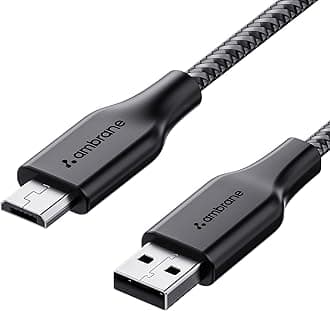 Ambrane Unbreakable 60W / 3A Fast Charging 1.5M Braided Micro Usb Cable For Smartphones, Tablets, Laptops & Other Micro Usb Devices, 480Mbps Data Sync, Quick Charge 3.0 (Rcm15,) Black