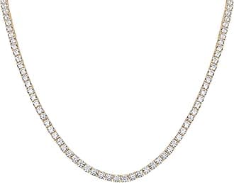 PAVOI 14K Gold Plated 3mm Simulated Diamond Tennis Necklace for Women | Tennis Chain | Chunky Long Gold Necklace for Women| Sizes 15" and 18"