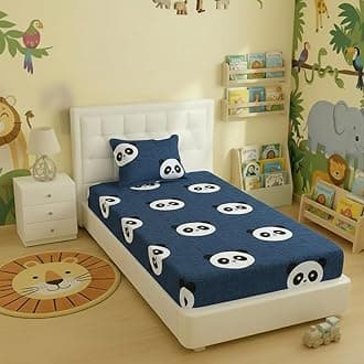 Filymore Kids Panda Single bedsheet with one Pillow Cover Made with Microfiber (Size 90x60) (Pillow Size 18x28) (Colour-Black and White)