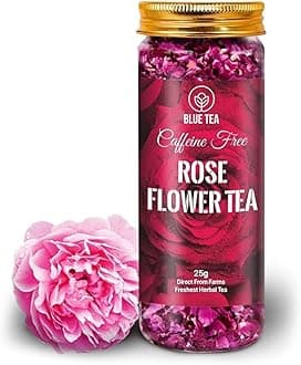 BLUE TEA - Rose Tea - 25gm - 25 Cups | SUPER ANTIOXIDANT | Natural Sun-Dried Petals | Herbal Tea - Flower Based | Vitamin - C Rich | For Beautiful Hair & Skin | Pet Jar