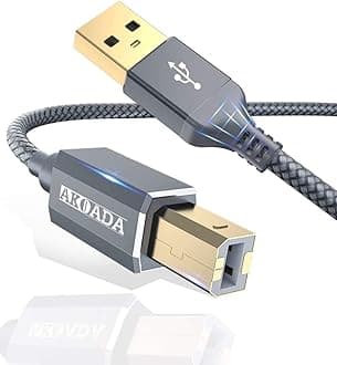 AkoaDaUSB 2.0 Printer Cable 6.6ft USB Type A Male to B Male Printer Scanner Cord High Speed Compatible with HP, Canon, Dell, Epson, Lexmark, Xerox, Samung and More