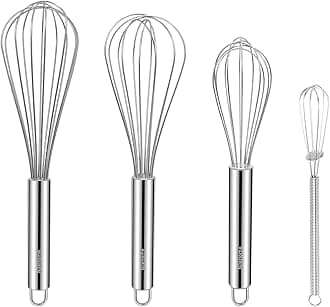 NileHome Stainless Steel Whisk Set 8" 10" 12" Kitchen Whisk Kitchen Wisk Wire Whisks for Cooking, Whisking, Blending, Beating, Stirring-4 Pack