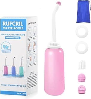 Peri Bottle, Portable Travel Bidet with Bag, TPE Material Can Be Boiled, 17oz/500ml with 2 Sealing Rings,Essentials for Postpartum Perineal Care,Hemorrhoid Treatment,and Baby(Pink)