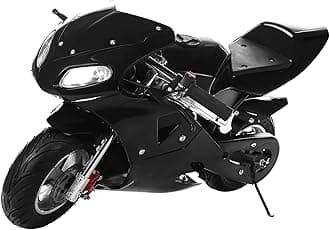 loyliawa49cc Dirt Bike for Kids 2-Stroke High Brightness Dual Headlights Rubber Handlebar Mini Motorcycle Strong Power Over 12 Years Old Kids Pocket Gas Motorbike Black