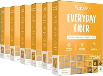 Trunativ Everyday Fiber Supplement Powder | Instant Acidity Relief & Bloating Relief | Prebiotic Fibre Supplement | Psyllium Husk Replacer & Isabgol Replacer | Gluten Free | Unflavored 600g (Pack of 6)