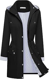 BBX LephsntRain Coats for Women Waterproof Rain Jacket Lightweight Windbreaker Outdoor Hooded Trench Coat
