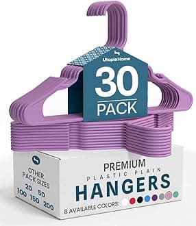 Utopia Home Plastic Hangers 30 Pack - Perfect Space Saving Clothes Hanger - Durable and Strong - Perfect Closet Organizers with Shoulder Grooves (Pink)