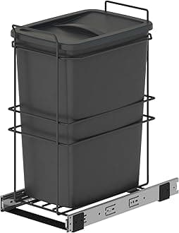 Emuca - Recycling bins for kitchen, 35 L, lower fixing and manual removal, Anthracite grey plastic