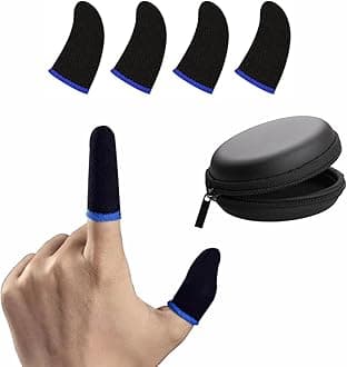 TROXXON Thumb & Finger Sleeve for Mobile Game with Super Conductive Fiber Fabric, Anti-Sweat & Breathable for PUBG, Garena Free Fire, Rules of Survival, Knives Out (2 Pairs with Black Pouch)
