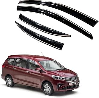 Premium Chromeline & Silverline Unbreakable Car Rear Window Wind Deflectors & Side Door Visor Rain Guard Compatible with (Maruti Suzuki Ertiga (2016-2018))