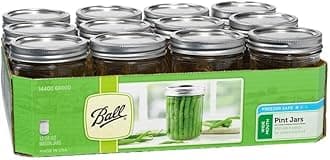 Ball Wide Mouth Pint 16-Ounce Glass Mason Jar with Lids and Bands, 12-Count