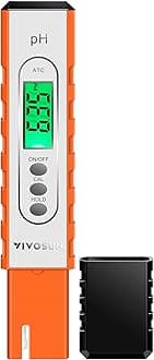 VIVOSUN PH Meter Digital PH Tester Pen 0.01 High Accuracy Water Quality Tester with 0-14 PH Measurement Range for Hydroponics, Household Drinking, Pool and Aquarium, with ATC, Orange