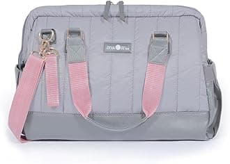 Milk&Moo Friends Changing Bag Tote for Baby and Mom, Large Waterproof Diaper Bag, Insulated Baby Bottle Pockets and Stroller Strap, Baby Changing Bag Baby Pouch for Baby and Women, grey