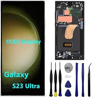 OLED for Samsung Galaxy S23 Ultra Screen Replacement S23ultra 5G S918U S918B/DS S918U1 S918W S918E LCD Display Touch Screen Digitizer Assembly Support Fingerprint and S-Pen (with Black Frame+Tools)