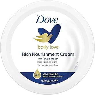Body Love Rich Nourishment Cream, Face, Hand & Body Lotion for Extremely Dry Skin, Fast-Absorbing 72-Hour Moisturizing Cream with Ceramide Serum, Travel Size, 2.53 Oz