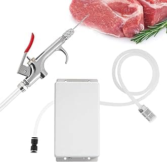 MXBAOHENG Meat Injector Gun Pump with Hose, Stainless Steel Electric Marinade Injector 70W Meat Syringe Single Gun with 10 Needles for Roast Turkey, Pork, Beef (Single Gun)