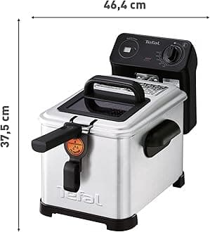 Tefal FR5160 Filtra Pro Electric Fryer | 4L Oil Capacity | Cleaner Oil Collection Strainer | Dishwasher Safe Parts | Viewing Window | Adjustable Temperature Control | Black/Stainless Steel