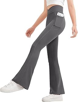 JOCMIC Girls Flare Leggings Kids Bell Bottom High Waisted Yoga Dance Flared Bootcut Pants