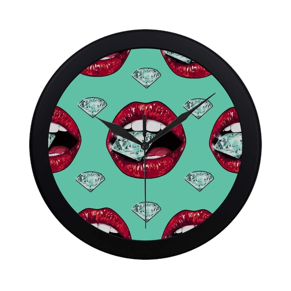 EIJODNL Modern Simple Bright Lips Holding Sparkling Brilliant Wall Clock Indoor Non-ticking Silent Quartz Quiet Sweep Movement Wall Clcok For Office,bathroom,livingroom Decorative 9.65 Inch