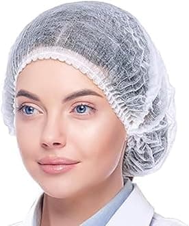 KAUSTA 100 Pcs Disposable Bouffant Caps Non-Woven Hair Nets for Food Service Hospitals Labs Salons Spa Beauty Care Kitchen Medical Professionals | (White)