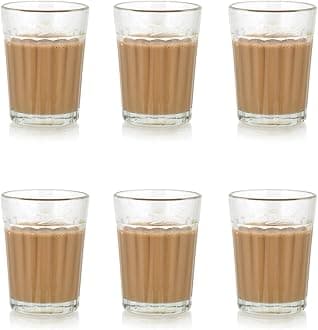 6 Pcs Tea Chai Milk Coffee Small Glass Cups for Brother, Sister, Women, Men, Girls | Chai Glasses Tea Set Coffee Cup (Transparent) (100 ml - Cup Set of 6)