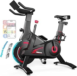YESOUL Exercise Bike for Home – Stationary Bike with Stable Triangle Frame, Silent Magnetic Resistance, 300 lbs Capacity, Dual-Stage Drive & Alloy Flywheel, Smart APP with Scenic & Live Classes