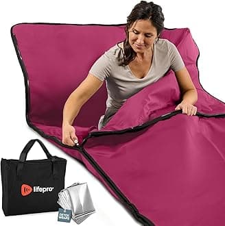 LifePro RejuvaWrap Infrared Sauna Blanket for Detox & Relaxation – Low EMF Carbon Fiber Heating, 9 Temp Levels, 5 Colors – Portable Sauna Blanket Infrared with Waterproof Interior & Carry Bag