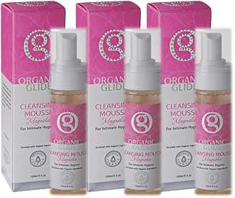 Organic Glide Feminine Body Wash 5 fl oz - Natural Cleansing Mousse with Unique Probiotic Support, pH Balanced, Gentle for Sensitive Skin & Intimate Areas, Refreshing Magnolia Scent (3-pack)