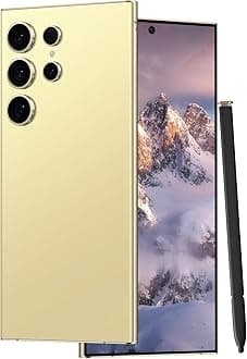 Unlocked Cell Phones C24 Ultra Smartphone Android 13 Phones 8GB+256GB/6.8" HD Screen/Dual SIM/108MP+48MP Camera/6800 mAh/Built-in Pen (Lemon)