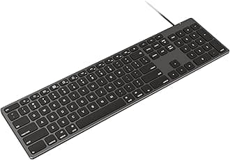 Aluminum USB Wired Keyboard with Numeric Keypad for Mac Pro, Mini Mac, iMac, iMac Pro, MacBook Pro/Air, Laptop and PC Computer