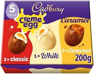Cadburys Creme Egg Selection Gift Pack 5x40g, 1 White Chocolate, 2 Caramel & 2 Classic, Easter Egg Hunt