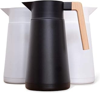 Hastings Collective Thermal Coffee Carafe 68 Oz - Large Stainless Steel Insulated Carafe - 2 Liter Double Walled Vacuum Thermos Coffee and Beverage Dispenser with Tea Infuser and Strainer (Black)