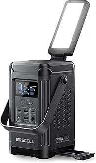 GRECELL LiFePO4 Portable Power Station 240W (153.6WH), 100W PD Dual Battery, Portable Power Bank with Built-in Stand for Outdoor, Camping, Travel(No Wall Charger