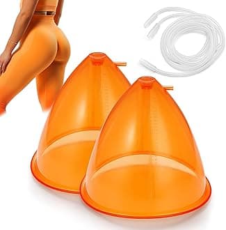 150/180/210ml Extra-Large Vacuum Cups for Butt Lifting,Vacuum Cupping Machine Accessories 1 Pair Butt Lifting Body Cupping Massage with Y-Hose (210ml)