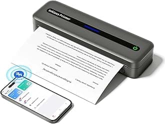 Portable Printers Wireless for Travel, Inkless, Thermal, 300Dpi, Wirelss Bluetooth Small Printer Support 8.5" X 11" US Letter & A4 Size, Compatible with iOS, Android & Laptop for Home & Office - Grey