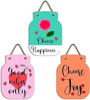 Sehaz ArtworksHome Decor Items for Living Room | Wooden Wall Hangings for Home Decoration | Home Decoration Items Stylish | Room Decor Wall Decor Items for Bedroom | Wall Art |Good Vibes only