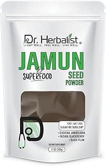 Dr. HERBALIST Jamun Seed Powder 7.05 Oz /200g I Eugenia Jambolana I Jambul/Syzgium Cumini I Indian BlackBerry, Black Plum Seed Powder