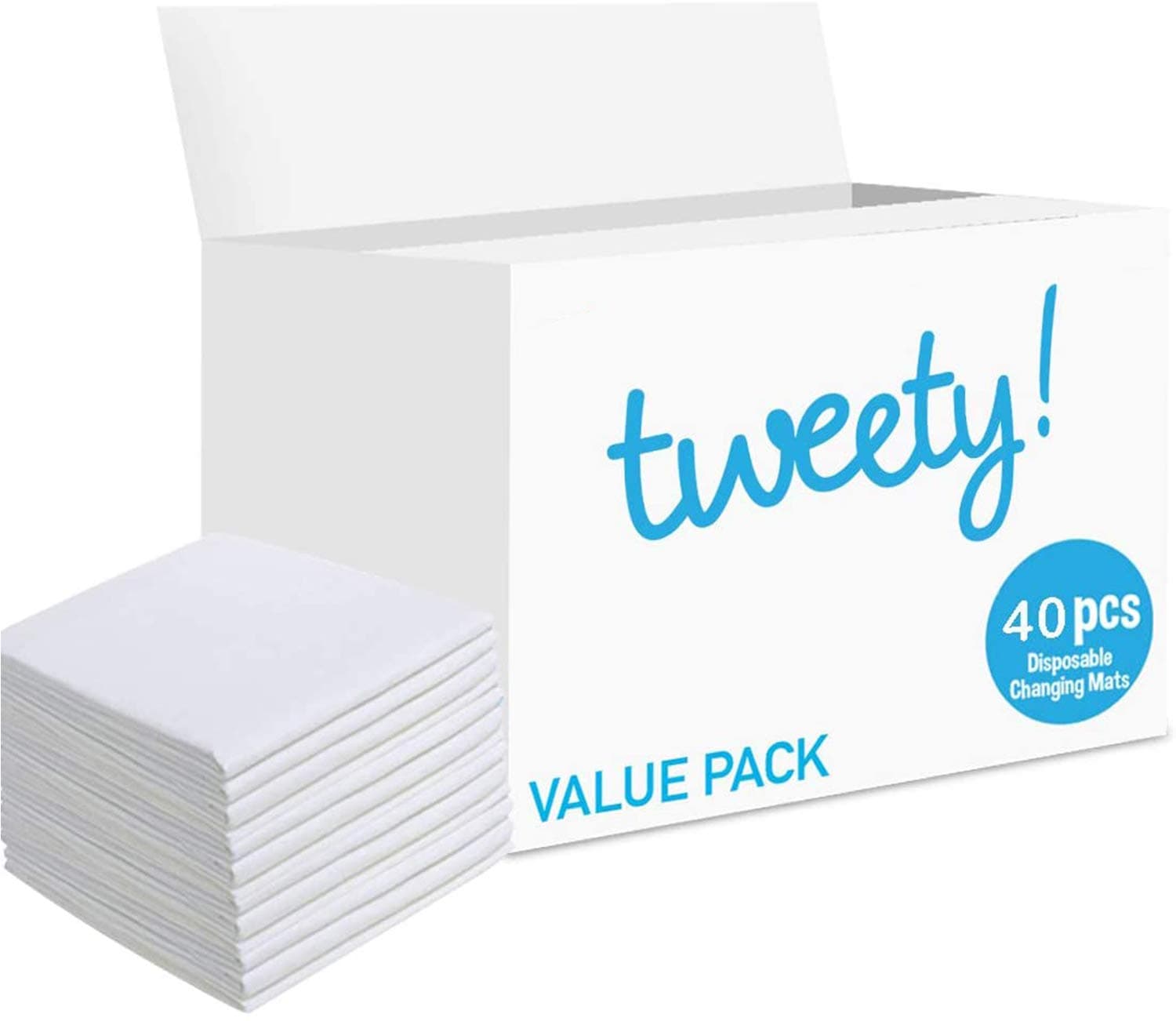 Tweety Disposable Changing Mats Value Pack 40 Pcs, Nappy Pad, Pet Training Baby Diaper Mat, Pad White