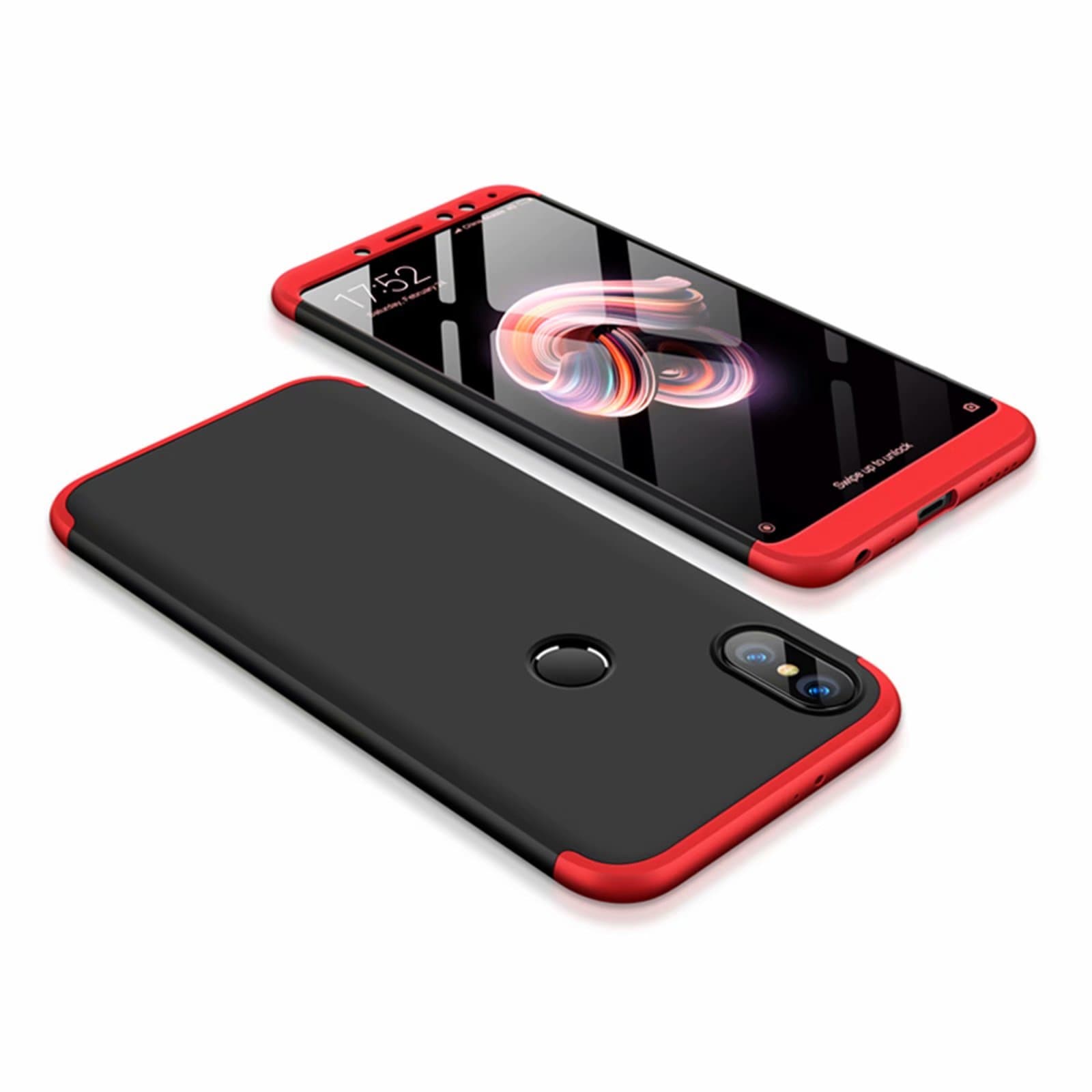 Case for Xiaomi Redmi Note 5 Red Black Hard PC Protective Case Ultra Thin Anti-Scratch Bumper Matte Case Cover 3-in-1 DESCHE-Red Black