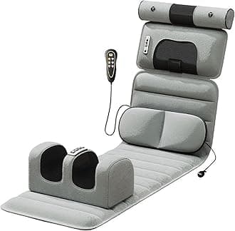 Full Body Massage Mat with Heating Electric Massage Mattress Pad with Detachable Shiatsu Neck Massager and Foot Massager Full Back Massagers for Neck Back Lumbar Legs Muscle Relaxation Home Office