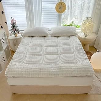 Japanese Futon Mattress,2025new Extra Thick Faux Wool Finish Fluffy Floor Futon Mattress, Super Soft Roll Up Tatami Mat, Foldable & Portable Floor Bed Sleeping Pad(White,200x220cm/King)