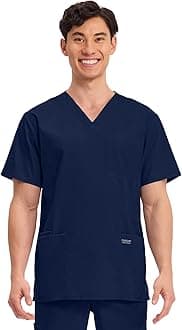Men's V-Neck Top Traditional fit with 4 Pockets, Ultra Soft, Durable, Fade Resistant, 2-Way Stretch Fabric - WW695
