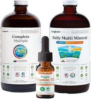 LIQUIDHEALTH Ultra Immunity Liquid Vitamin Bundle for Adults with Complete Multivitamin, Daily Multi Minerals and Vegan Vitamin D3 Drops - Immune Support Vitamins, Whole Foods, Vegan, Non GMO