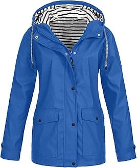 Women's Rain Jacket Large Sizes Waterproof: Windbreaker with Striped Lining Hood Thin Transition Jacket Windproof Plain Functional Outdoor Jacket S - 5XL, blue, 5X-Large