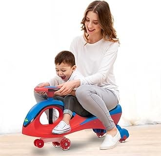 Roadmaster Magic Cars for Kids | Ride on Toy Swing Car for Kids with PU Led Wheels, Light & Music | Push Ride on car | Baby Ride on Magic Car for 3 to 8 Years Boys Girls (Blue/Red)