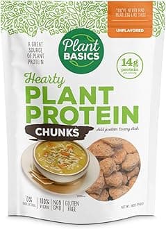 Plant Basics - Hearty Plant Protein - Unflavored Chunks, 1 lb (Pack of 6), Non-GMO, Gluten Free, Low Fat, Low Sodium, Vegan, Meat Substitute